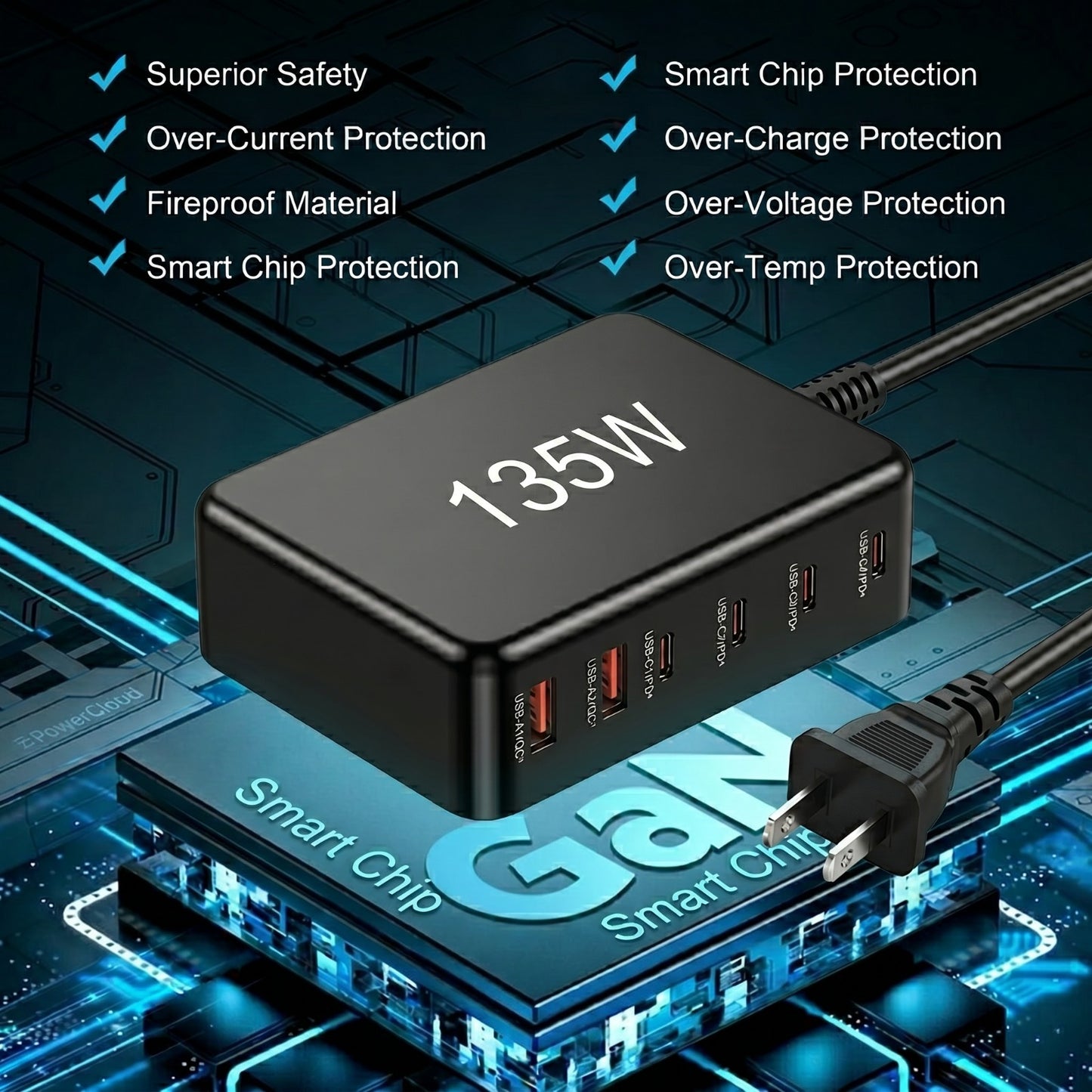 Omexa™ PowerDock - 135W GaN Fast Charging Station
