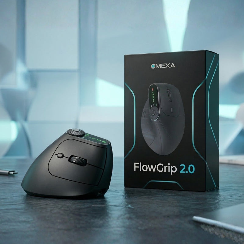Omexa™ FlowGrip 2.0 - Vertical Erogonomic Mouse