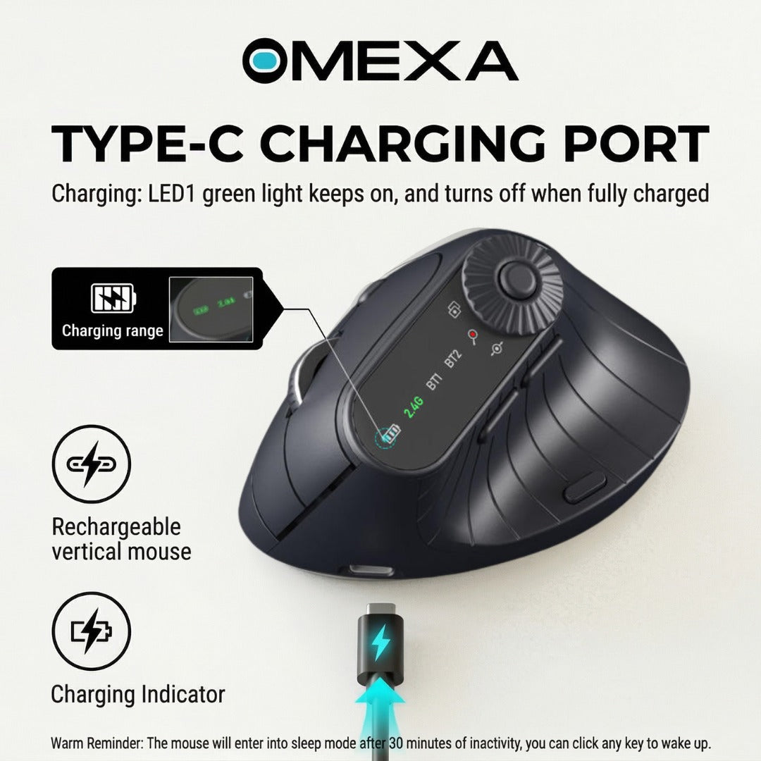 Omexa™ FlowGrip 2.0 - Vertical Erogonomic Mouse
