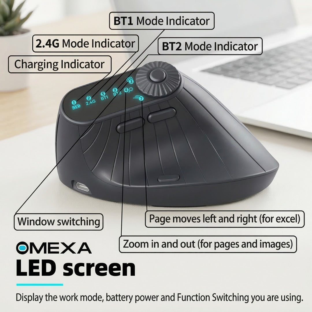 Omexa™ FlowGrip 2.0 - Vertical Erogonomic Mouse