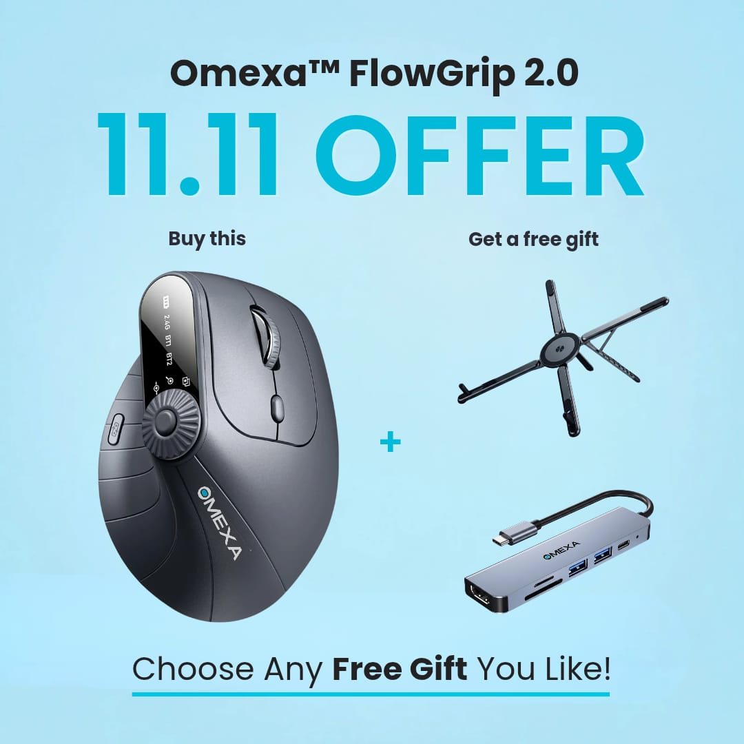 Omexa™ FlowGrip 2.0 - Vertical Erogonomic Mouse - 11 Offer